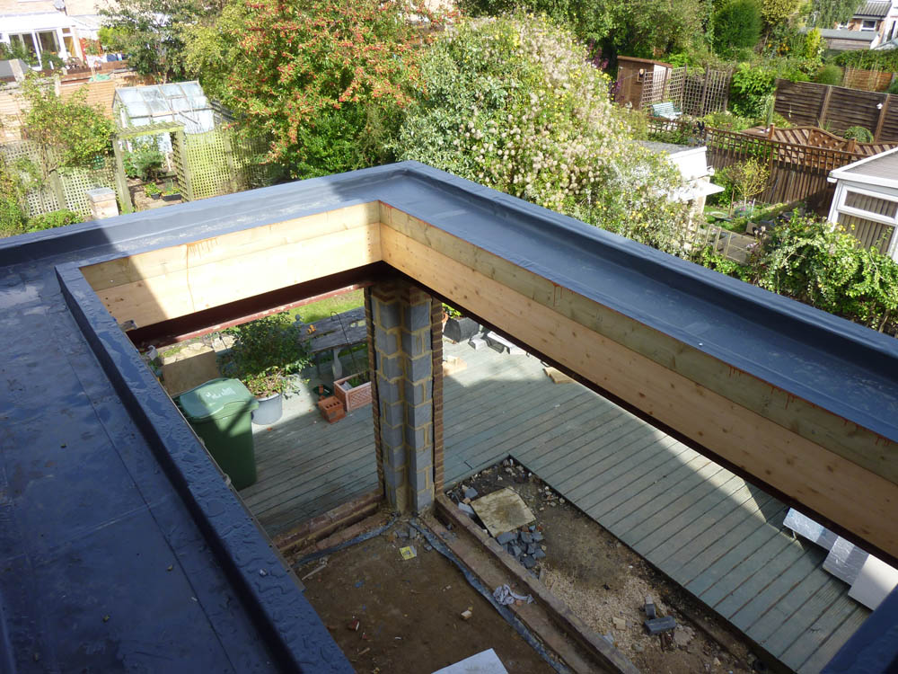 Orangery Build Project Sarnafil Orangery Roof. The Sarnafil roof is now down and has just been rained upon. Waiting for the lantern and the bi-fold doors to be delivered.